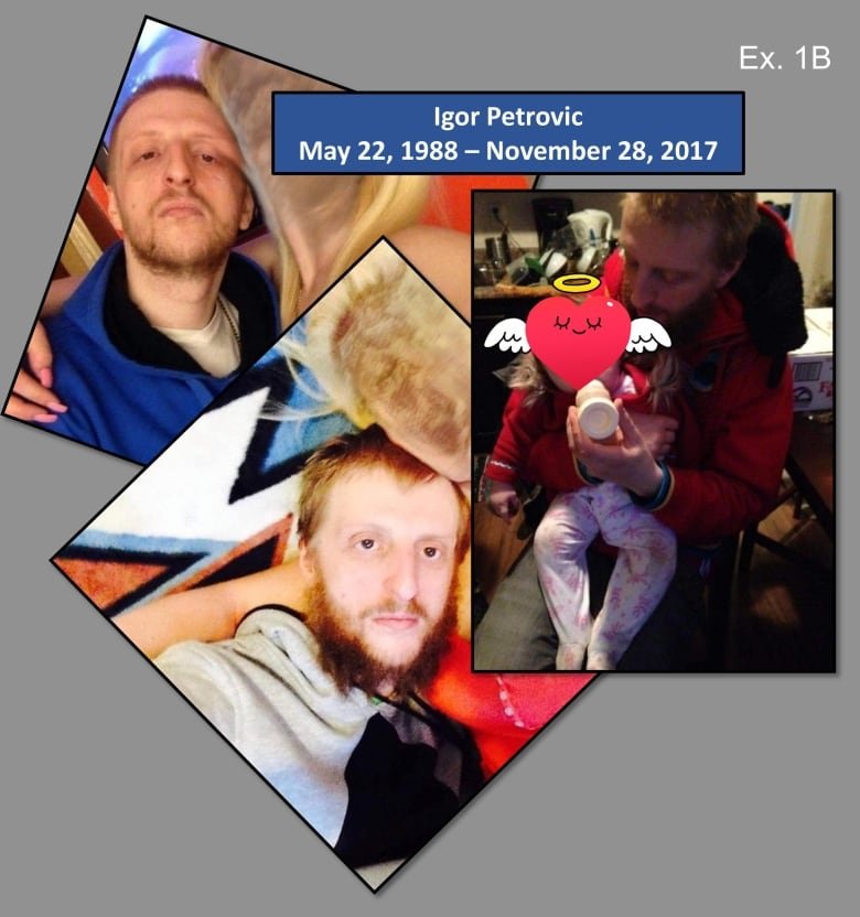 A collage of photos with a man, labelled with his name and date of death.